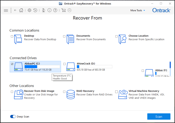 Ontrack EasyRecovery Toolkit para chave de ativação do Windows