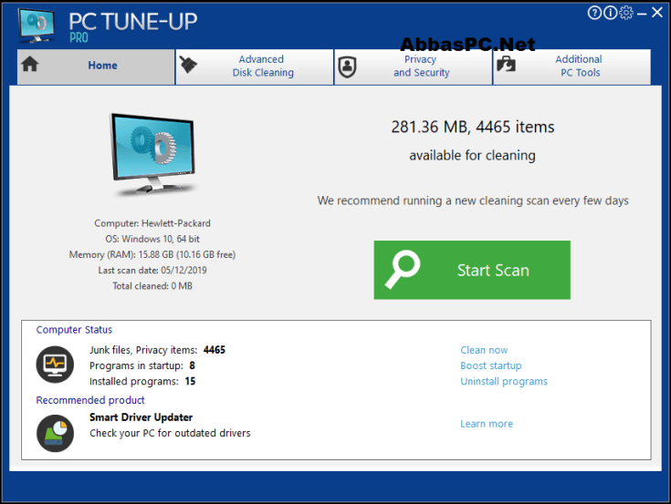 Chave de licença grande do software PC Tune-Up Pro