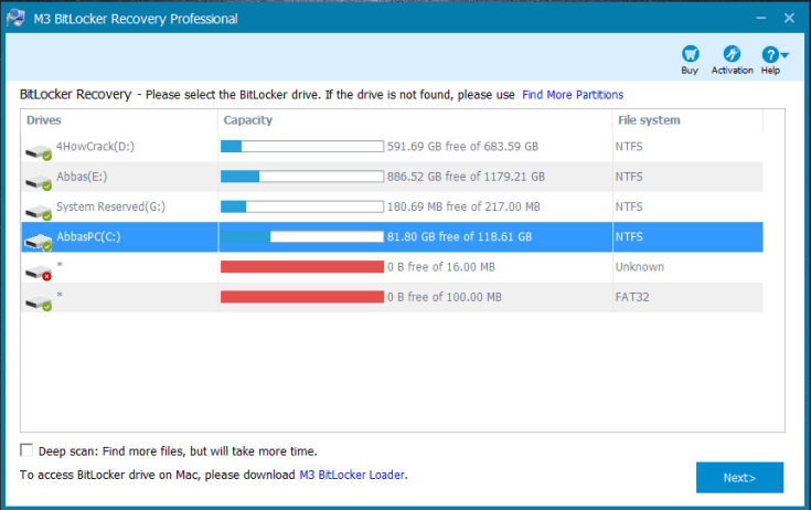 Chave de licença profissional de recuperação M3 Bitlocker