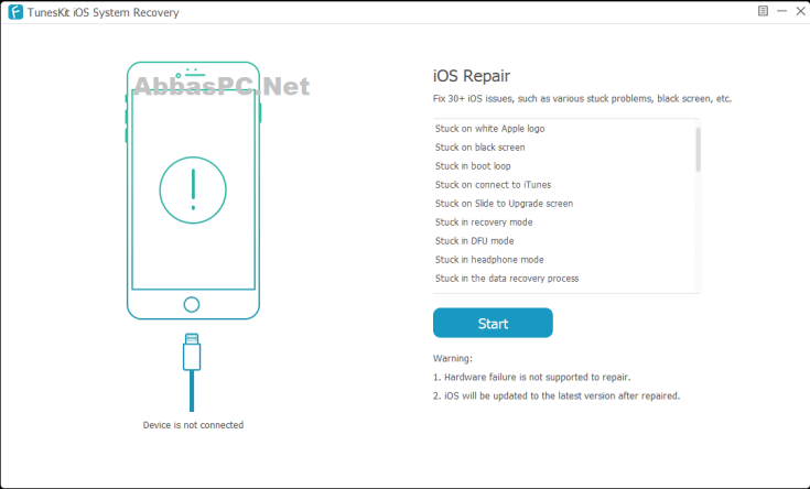 Chave de licença de recuperação do sistema TunesKit iOS