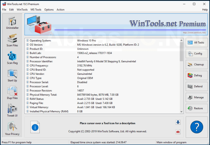 Chave de registro premium do WinTools.net