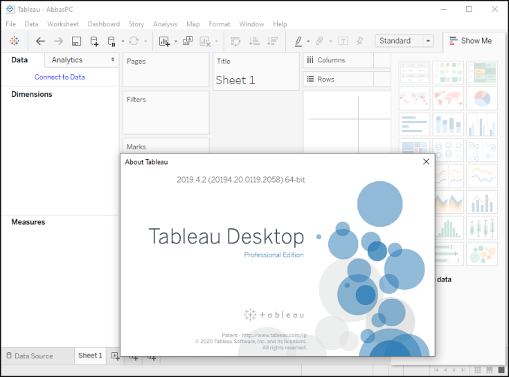 Chave serial do Tableau Desktop Professional Edition