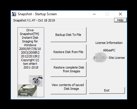 Chave de licença do Drive SnapShot