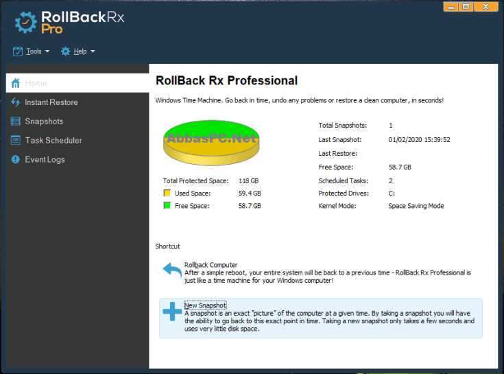 Chave de licença profissional RollBack Rx