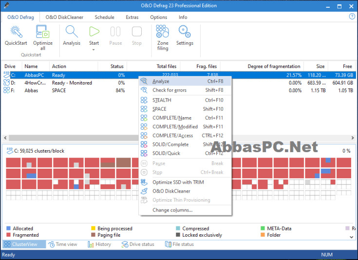 Chave serial O&O Defrag Professional Edition