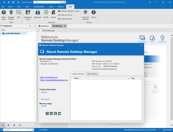 Chave serial corporativa do Remote Desktop Manager