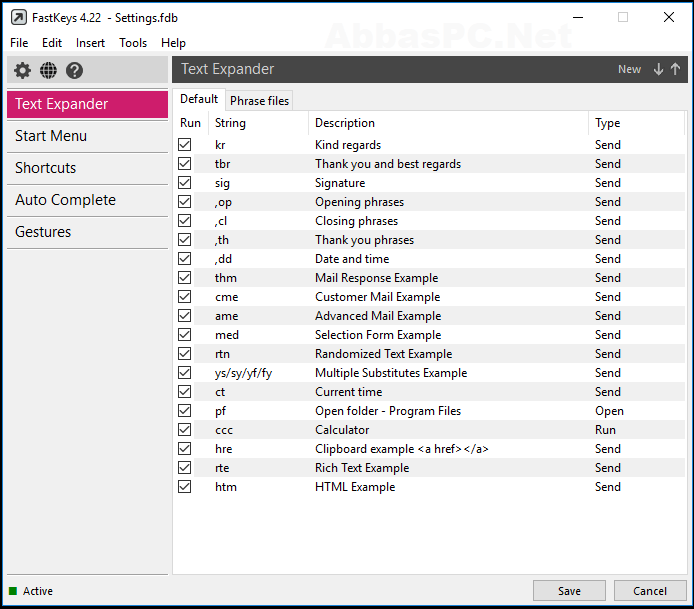 Chave de registro FastKeys