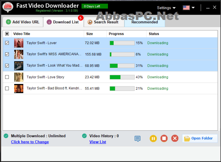 Chave serial do downloader de vídeo rápido