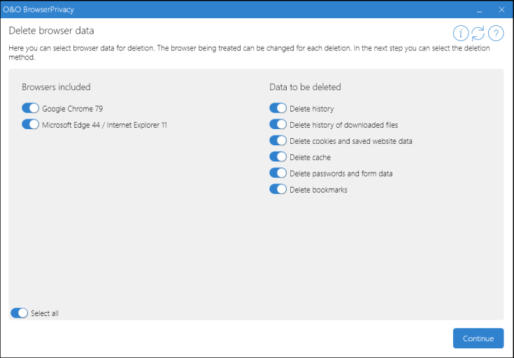 Código de registro de privacidade do navegador O&O