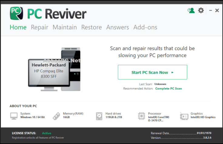 Download da chave serial do ReviverSoft PC Reviver